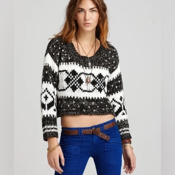 Free People Fair Isle Cropped Sweater - Picture 2 of 10